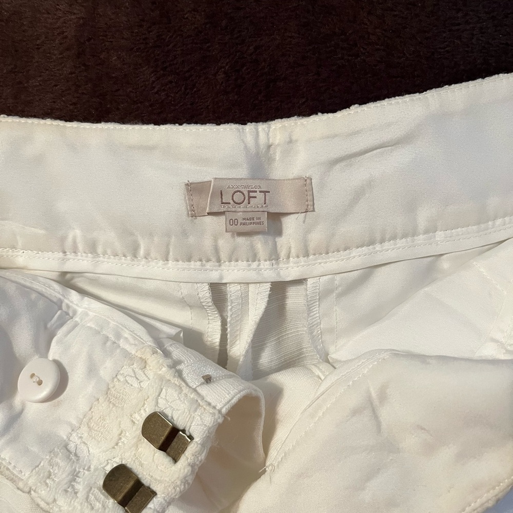 LOFT Cream High Waist Textured Shorts - Picture 3 of 3
